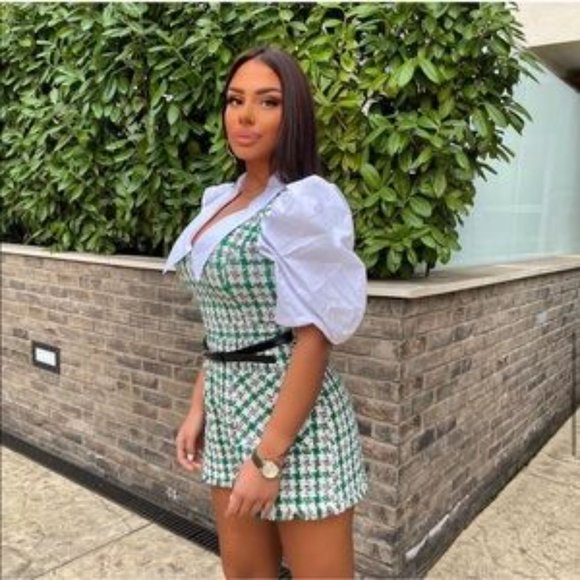 NWT ZARA Tweed Jumpsuit Ecru Green XL Blogger’ Fav - Picture 8 of 15